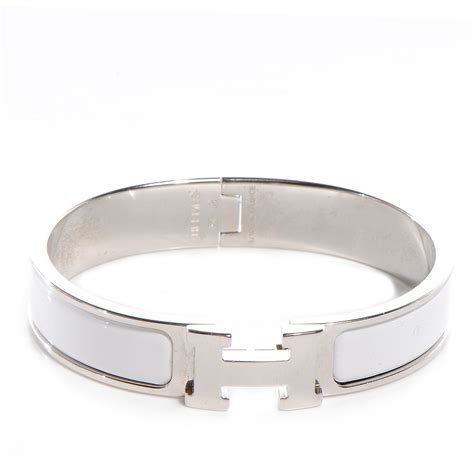 hermes white enamel clic h narrow bracelet|hermes extra wide enamel bracelet.